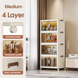 Stackable Storage Boxes with Transparent Doors - Modular Organizer for Home & Pantry 55*32*123cm (4 layer )