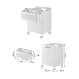 Foldable Laundry Basket with Wheels - Portable Rolling Hamper for Home Use,Storage laundry basket combination 33*28*48cm White