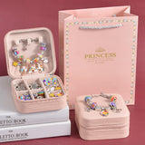 DIY Charm Bracelet Making Kit - Colorful Beads and Charms Set with Storage Box(66PCS)