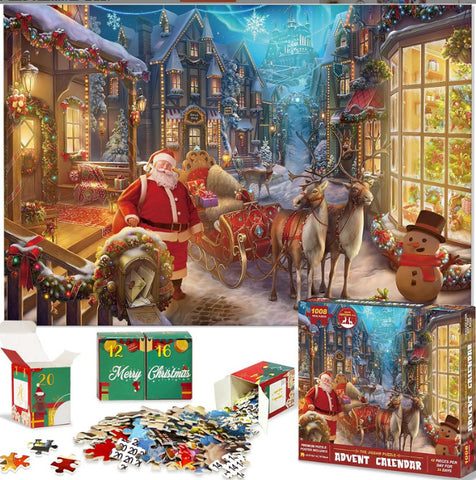 Christmas Advent Calendar 1008-Piece Puzzle | Santa's Village Holiday Countdown GL-117