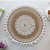 Bohemian Round Woven Placemats | Set of 5 with Fringe Design