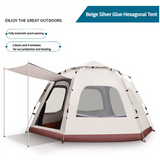 5-8 Person Hexagonal Camping Tent | Double-Layer Silver Coated Waterproof Shelter with Awning (280*280*158cm)