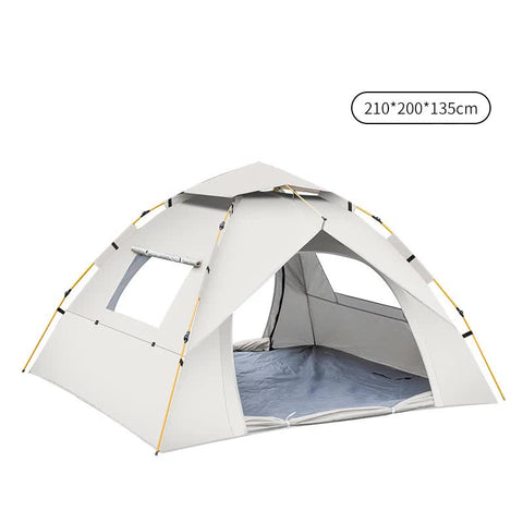 Off-white 3-4 Person Lightweight Camping Tent (210*200*135cm) | UV Protection Silver Coated, Dual Doors & Windows