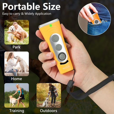 Yellow Portable Ultrasonic Dog Training Device - Anti-Barking & Obedience Trainer with LED Indicator, Easy to Carry