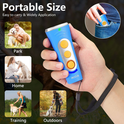 Blue Portable Ultrasonic Dog Training Device - Anti-Barking & Obedience Trainer with LED Indicator, Easy to Carry