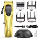 WL-1670 Gold Professional Hair Clipper Set with Adjustable Guards - USB Rechargeable Trimmer with Charging Dock