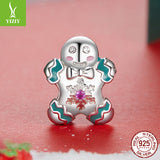 Sterling Silver Gingerbread Man Charm - Festive Christmas Pendant with Colorful  Accents (weighs approximately 1.8g)