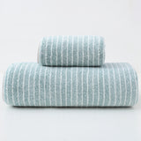 Luxury Cotton Striped Towel Set - 6 Piece Set (2 Hand Towels, 2 Bath Towels, 2 Washcloths), Ultra Soft and Absorbent  (Green)