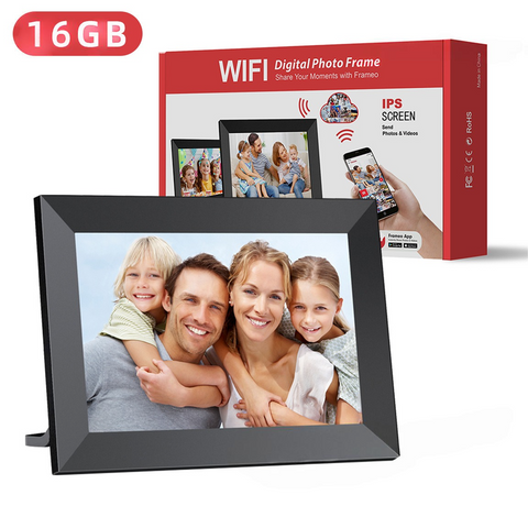 Black 16GB Storage 10-Inch WiFi Digital Photo Frame | HD Display + Remote Photo/Video Sharing via App |