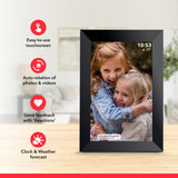 Black 16GB Storage 10-Inch WiFi Digital Photo Frame | HD Display + Remote Photo/Video Sharing via App |