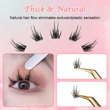 6 set Different sizes Natural Segment Cluster Eyelashes - Ultra-Thin Invisible Band, Perfect for Beginners, DIY Lash Extension