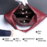 Dark Coffee Elegant Woven PU Leather Hobo Bag - Stylish Large-Capacity Shoulder Handbag for Women