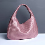 Lotus purple Elegant Woven PU Leather Hobo Bag - Stylish Large-Capacity Shoulder Handbag for Women