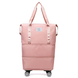 Pink Large Capacity Foldable Travel Bags with Wheels - Lightweight Waterproof Duffel Totes