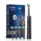 Black Rechargeable Sonic Electric Toothbrush - Deep Clean with 4 Replacement Heads