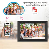 10.1-Inch Wooden Frame WiFi Digital Photo Frame - 32GB Storage, IPS Touchscreen, App Remote Sharing