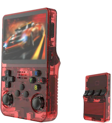 Red Retro Portable Gaming Console with 128GB, 2 Memory Card - 3D Games, HD Display, and Dual Joysticks