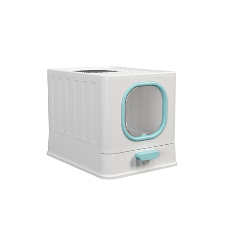 Plastic folding fully enclosed cat litter box blue 38 * 51 * 39CM