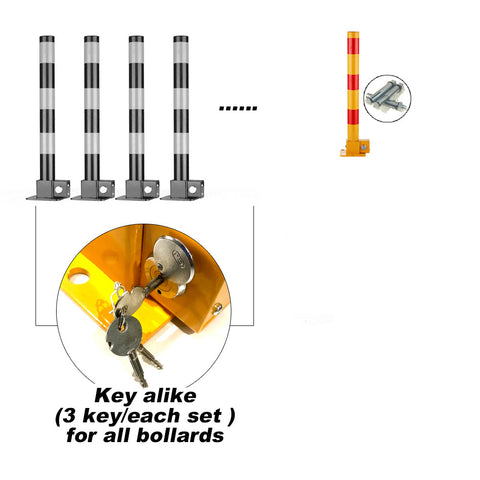 Red Parking Bollard locker Barrier Key Alike lock Fold Down Vehicle