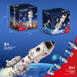 Simple packaging 5in1 Shuttle Rocket Space Toy Projection For 3+Kids 2Astronauts Launcher Lamp AU