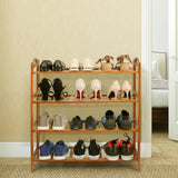 Bamboo Storage Shoe Rack & Organiser 4 Tiers Layers