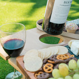 Bamboo Foldable Picnic Table Tray with Wine and Glass Holders