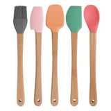 5pc Mini Silicone and Bamboo Utensils Set Nonstick Cookware