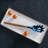 2pcs Beechwood & silicone pasta server navy