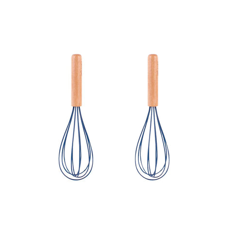 2pcs Beechwood & silicone whisk navy