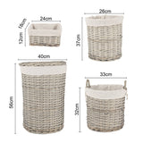 4 Piece Wicker  Storage Baskets With Liner Set