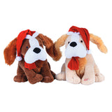 25cm Animated Musical Plush Dogs with Christmas Hat Flapping Ears Decoration