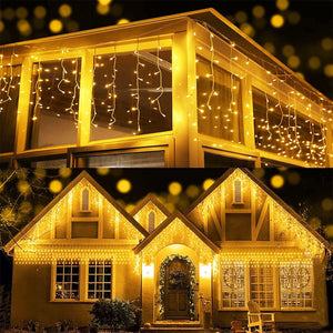 400 Low Voltage LED Curtain Lights 8 Functions 1.9x2M Christmas Decoration Warm White