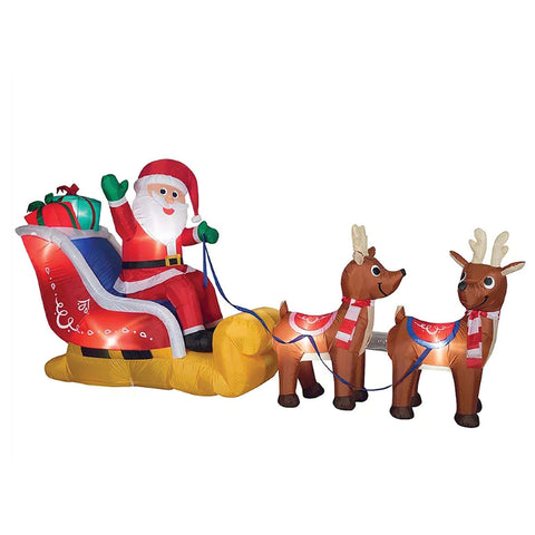 10.5FT Christmas Santa Sleight with Reindeer and LED lights