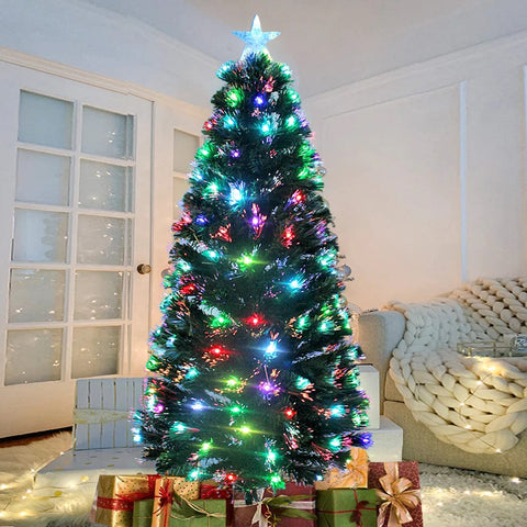 120cm Fibre Optic LED Christmas Tree with 7-Colour Bell Lights