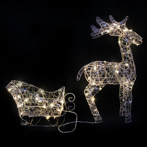 Light Up Wire Reindeer with Sleigh Christmas Lights Christmas Decoration