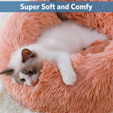 Plush Donut Faux Fur Calming Pet Nest - Salmon Pink - M