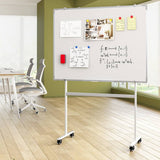 90x120cm Standing Whiteboard with Wheels Magnetic Double-Sided Erase Board