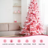 Jingle Jollys Christmas Tree 1.8m Pink Xmas Tree Snowy Party Decor 810 Tips