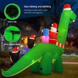 Jingle Jollys Christmas Inflatable Santa Dinosaur 3.8M Illuminated Decorations