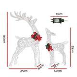 Jingle Jollys Christmas Lights 2pcs Reindeer Set Fairy Light 170 LED Decorations