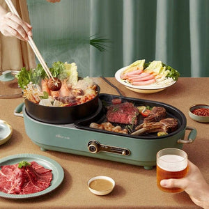 Darrahopens Appliances > Kitchen Appliances BEAR Multi-functional 2-in-1 Cooking Hot Pot And Griddle Barbecue Machine DKL-C15L1