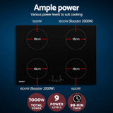 Darrahopens Appliances > Kitchen Appliances Devanti Electric Induction Cooktop 70cm Ceramic 4 Zones Stove Cook Top Hot Plate 7000W