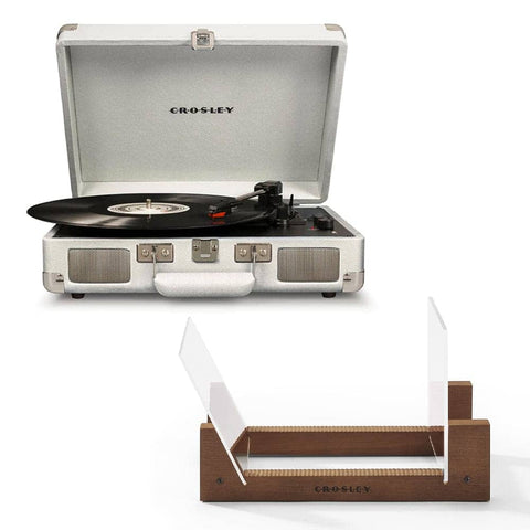 Darrahopens Audio & Video Crosley Cruiser Bluetooth Portable Turntable - White Sands + Bundled Crosley Record Storage Display Stand