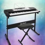 Darrahopens Audio & Video > Musical Instrument & Accessories Alpha 61 Keys Electronic Piano Keyboard Digital Electric w/ Stand Stool Silver