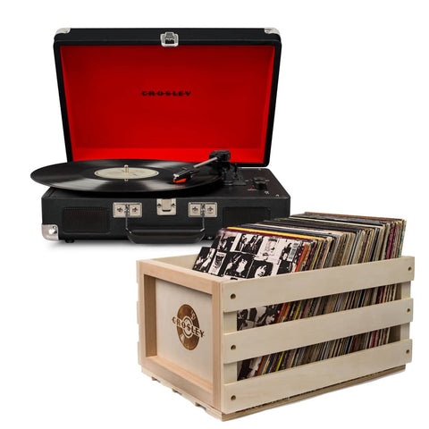 Darrahopens Audio & Video > Speakers Crosley Cruiser Bluetooth Portable Turntable - Black + Bundled Crosley Record Storage Crate