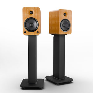 Darrahopens Audio & Video > Speakers Kanto YU6 200W Powered Bookshelf Speakers with Bluetooth® and Phono Preamp - Pair, Bamboo with SX22 Black Stand Bundle