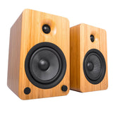 Darrahopens Audio & Video > Speakers Kanto YU6 200W Powered Bookshelf Speakers with Bluetooth® and Phono Preamp - Pair, Bamboo with SX22 Black Stand Bundle