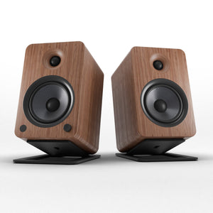 Darrahopens Audio & Video > Speakers Kanto YU6 200W Powered Bookshelf Speakers with Bluetooth and Phono Preamp - Pair, Walnut with S6 Black Stand Bundle