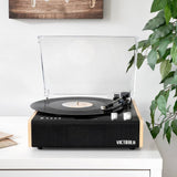 Darrahopens Audio & Video > Speakers Victrola Eastwood Turntable + Entertainment Stand Bundle - Black