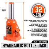 Darrahopens Auto Accessories > Auto Accessories Others 32-Ton Hydraulic Bottle Jack Heavy Duty Lifter Car Repair Truck Caravan 4WD New